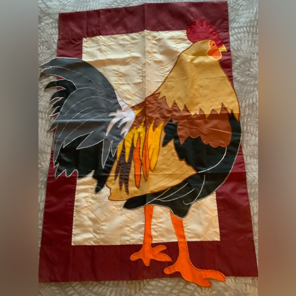 Vintage Rooster Garden Yard Outdoor Flag